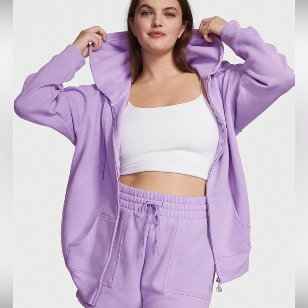 💜VICTORIA'S SECRET Cotton Fleece Full-Zip Hoodie Size Medium *NWT*💜